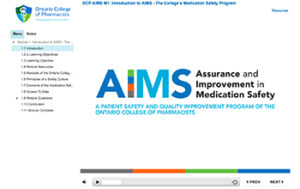 Screen cap of the Introduction to AIMS e-learning module